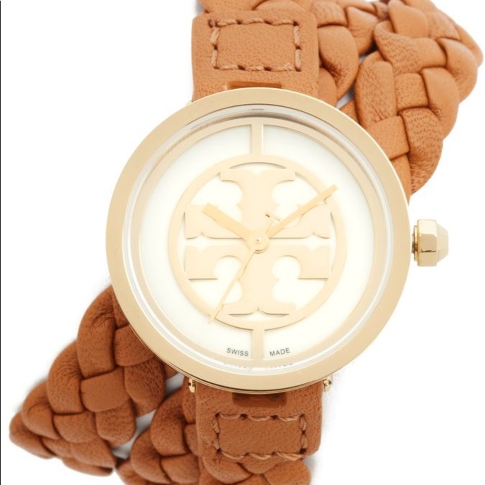 Tory Burch Luggage Reva Braided Triple Wrap Watch